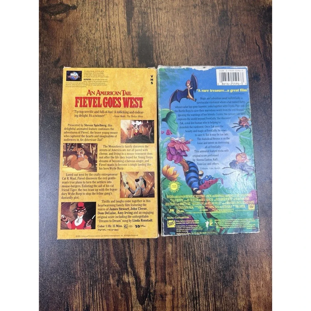 An American Tail: Fievel Goes West VHS And Ferngully VHS Lot Of 2 Vintage VHS